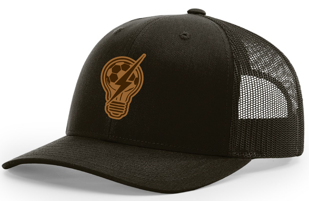 Light Bulb Leather Patch Design Richardson 112 Trucker Hat